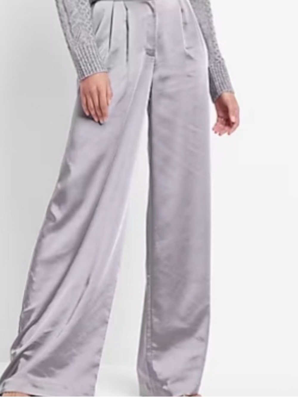 Express Super High Waisted Satin Pleated Wide-Leg Pants Size 8